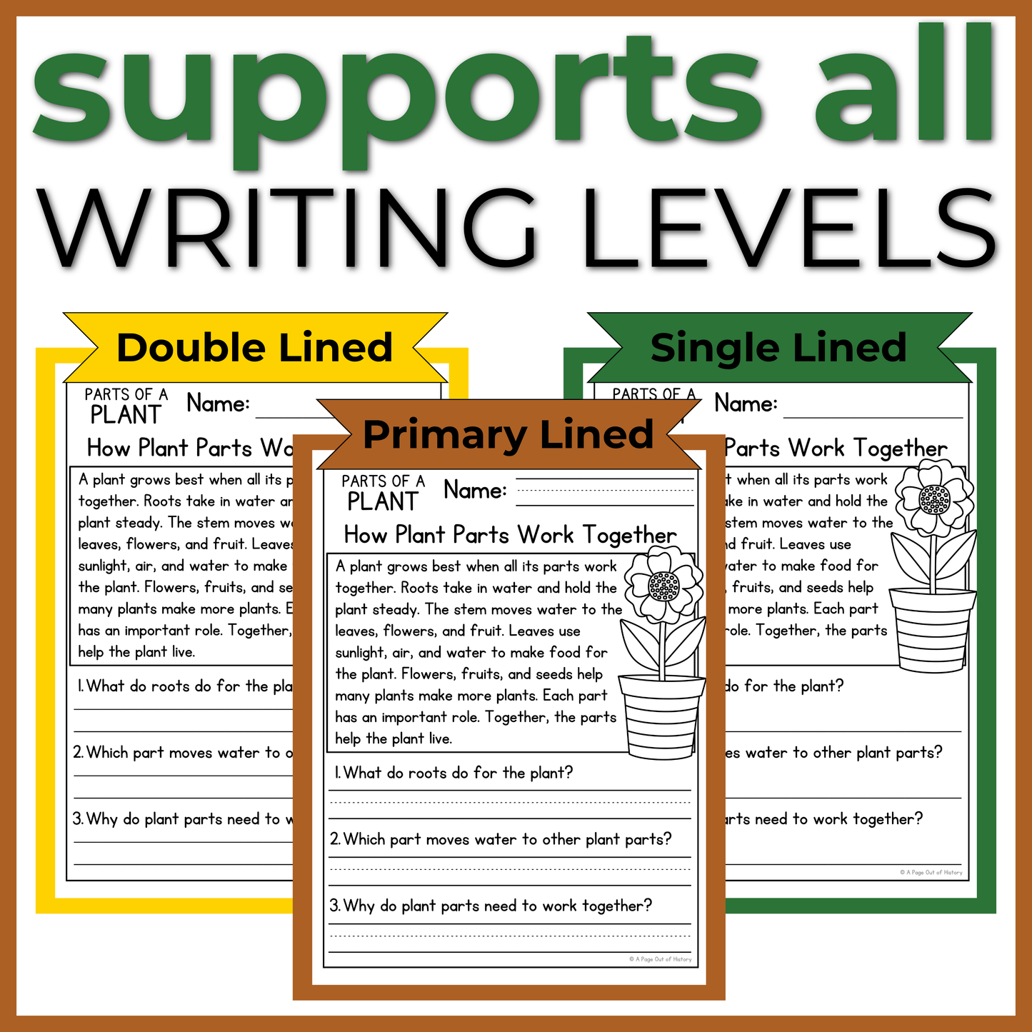 Parts of a Plant Reading Comprehension Passages + Questions