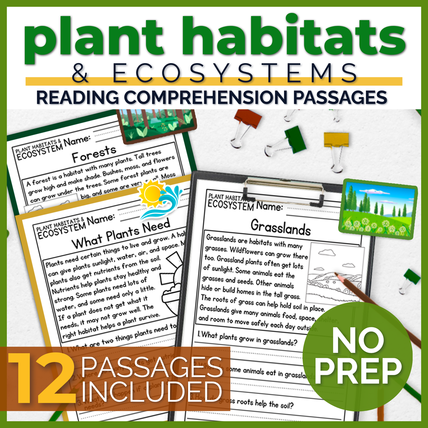 Plant Habitats & Ecosystems Reading Comprehension Passages + Questions