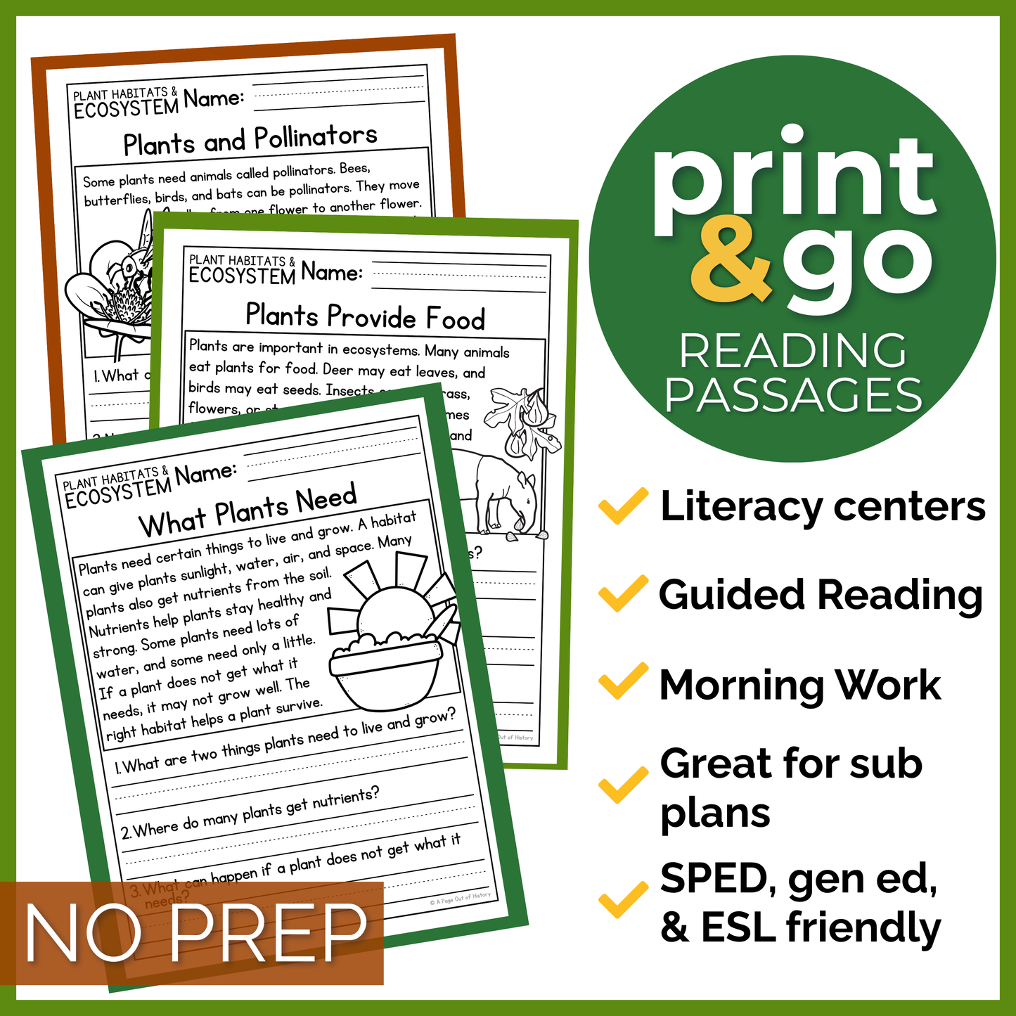 Plant Habitats & Ecosystems Reading Comprehension Passages + Questions