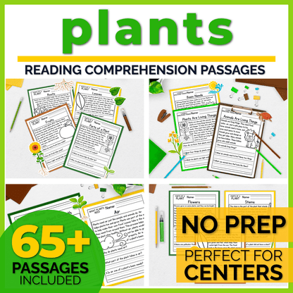 Plants Reading Comprehension Passages + Questions