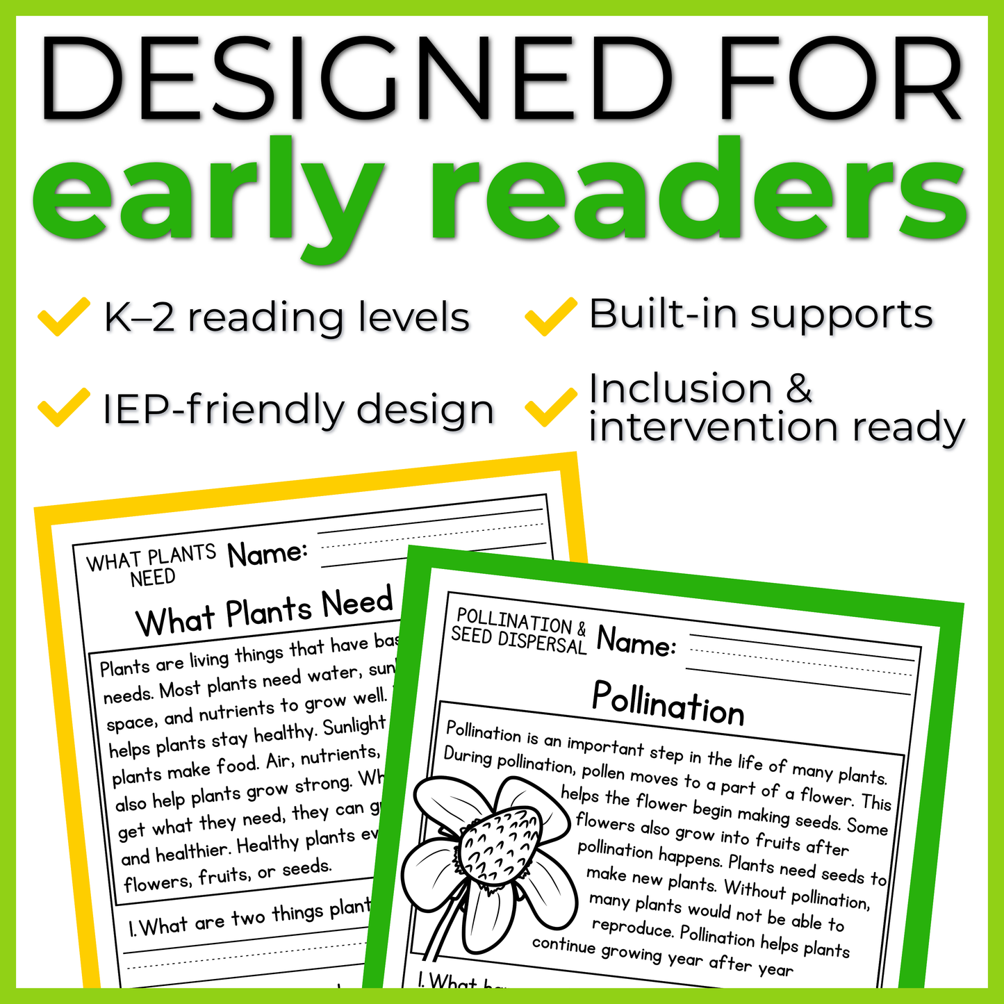 Plants Reading Comprehension Passages + Questions