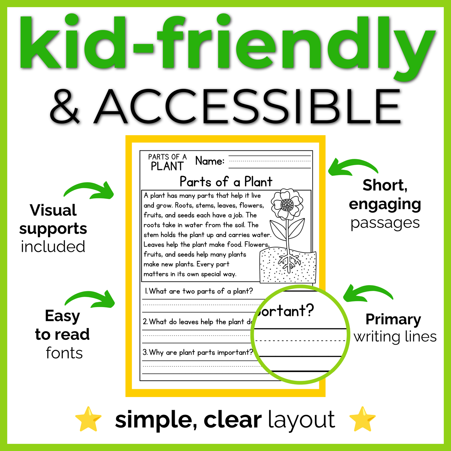 Plants Reading Comprehension Passages + Questions