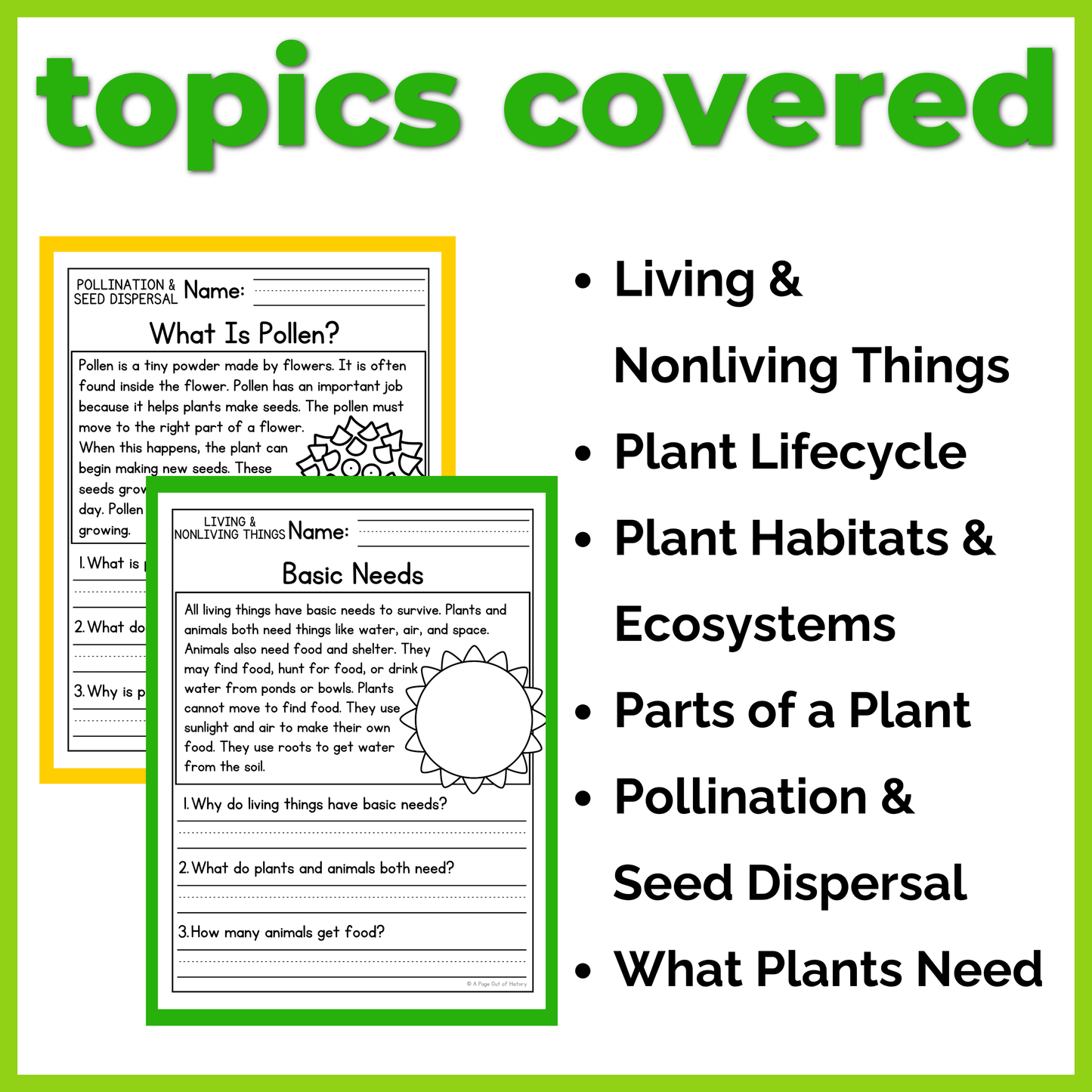 Plants Reading Comprehension Passages + Questions