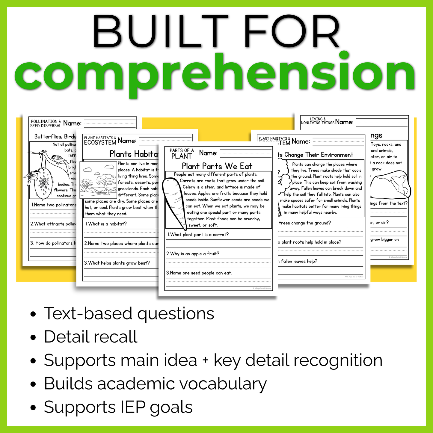 Plants Reading Comprehension Passages + Questions