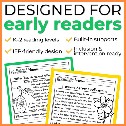 Pollination and Seed Dispersal Reading Comprehension Passages + Questions