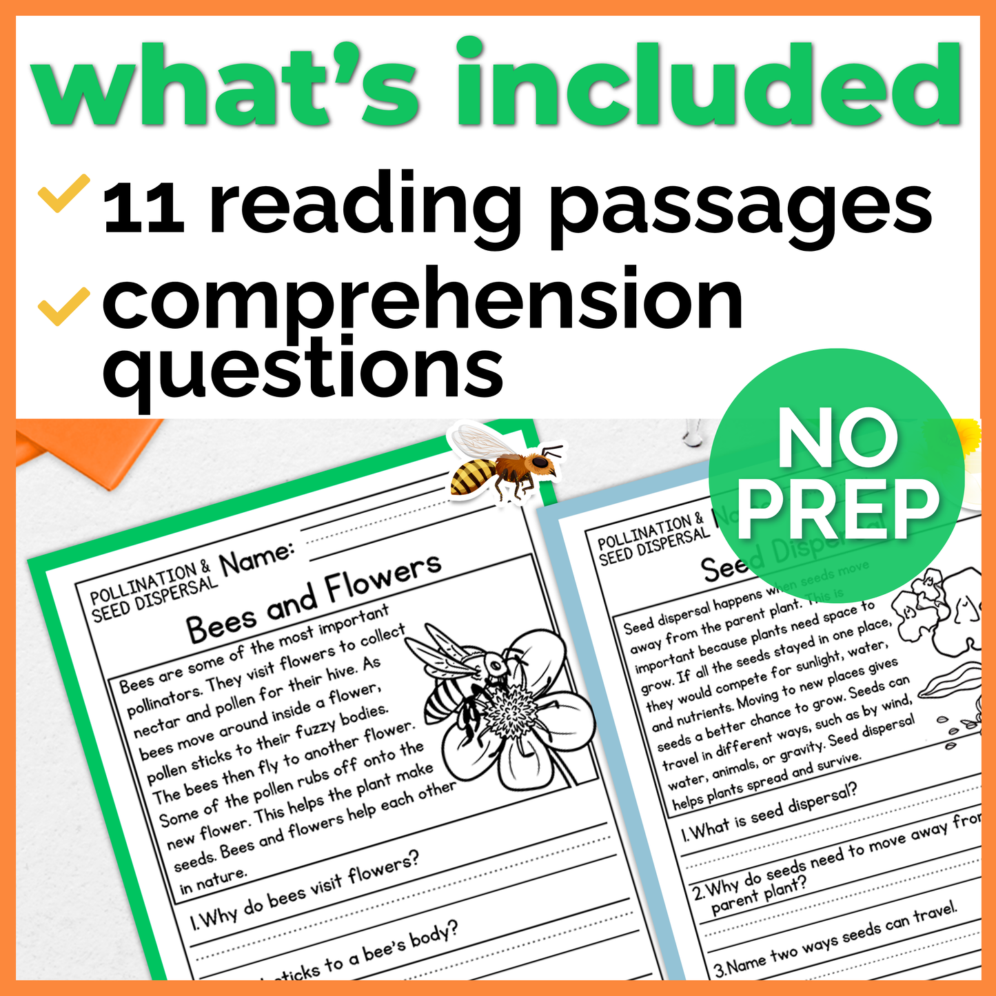 Pollination and Seed Dispersal Reading Comprehension Passages + Questions