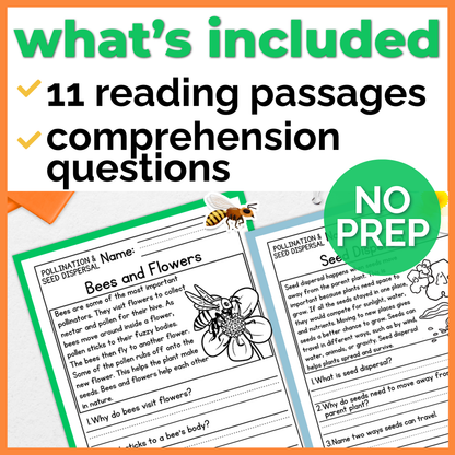 Pollination and Seed Dispersal Reading Comprehension Passages + Questions