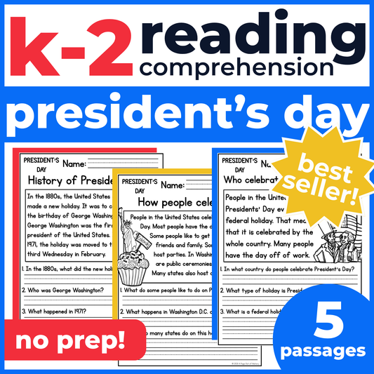 Presidents Day Holiday Reading Comprehension Passages + Questions