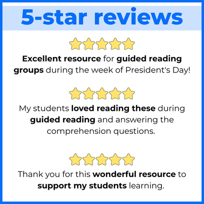 Presidents Day Holiday Reading Comprehension Passages + Questions