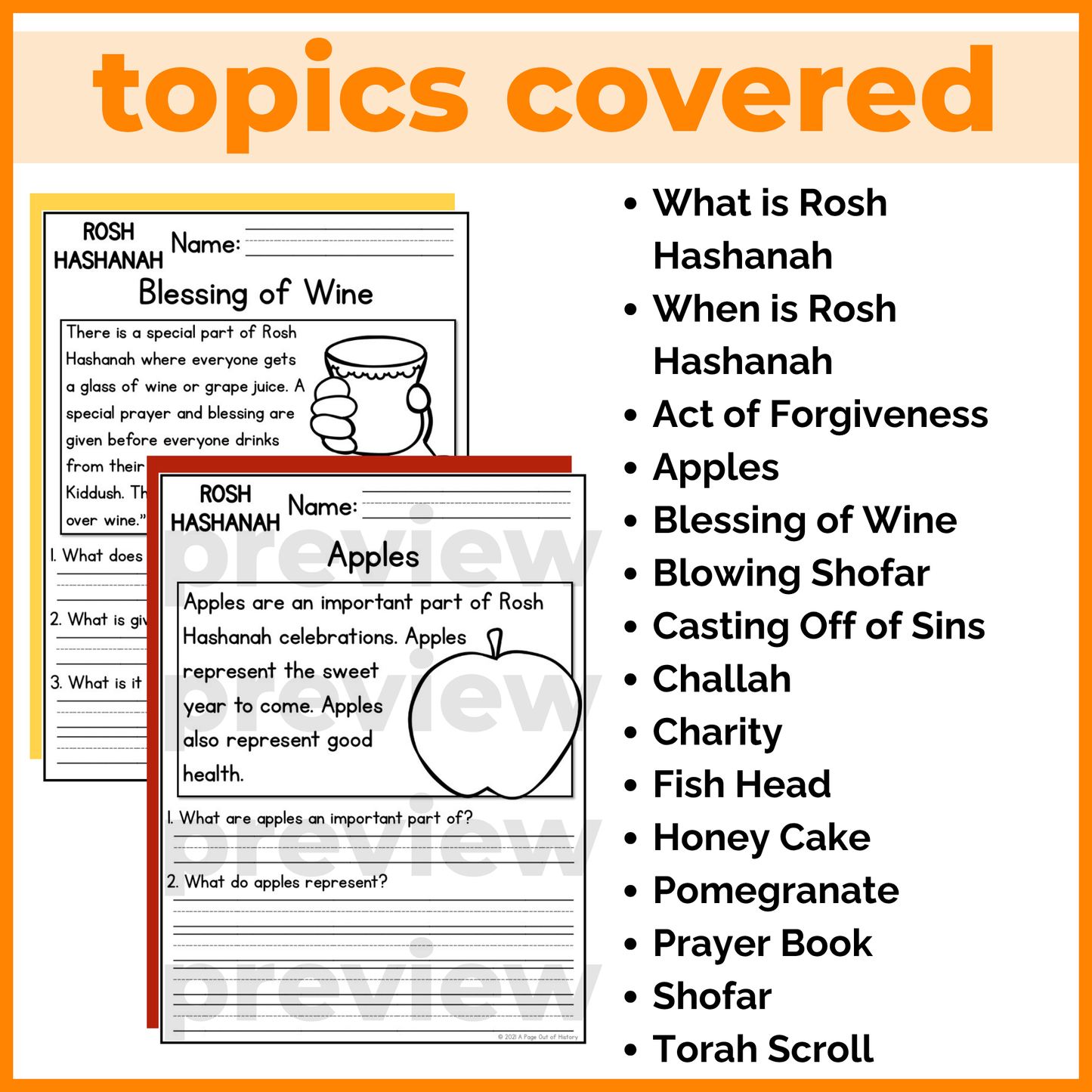 Rosh Hashanah Holiday Reading Comprehension Passages + Questions