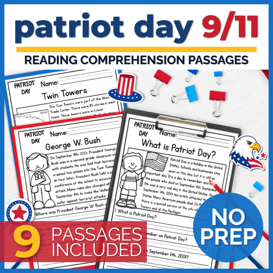 September 11th (9/11) Patriot Day Reading Comprehension + Questions