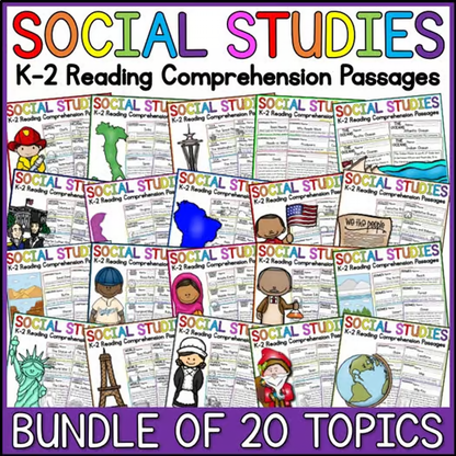 Social Studies Reading Comprehension Passages + Questions
