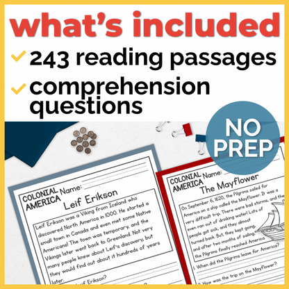 K-2 Summer Reading Review Packet | 240+ Comprehension Passages with Social Studies Questions