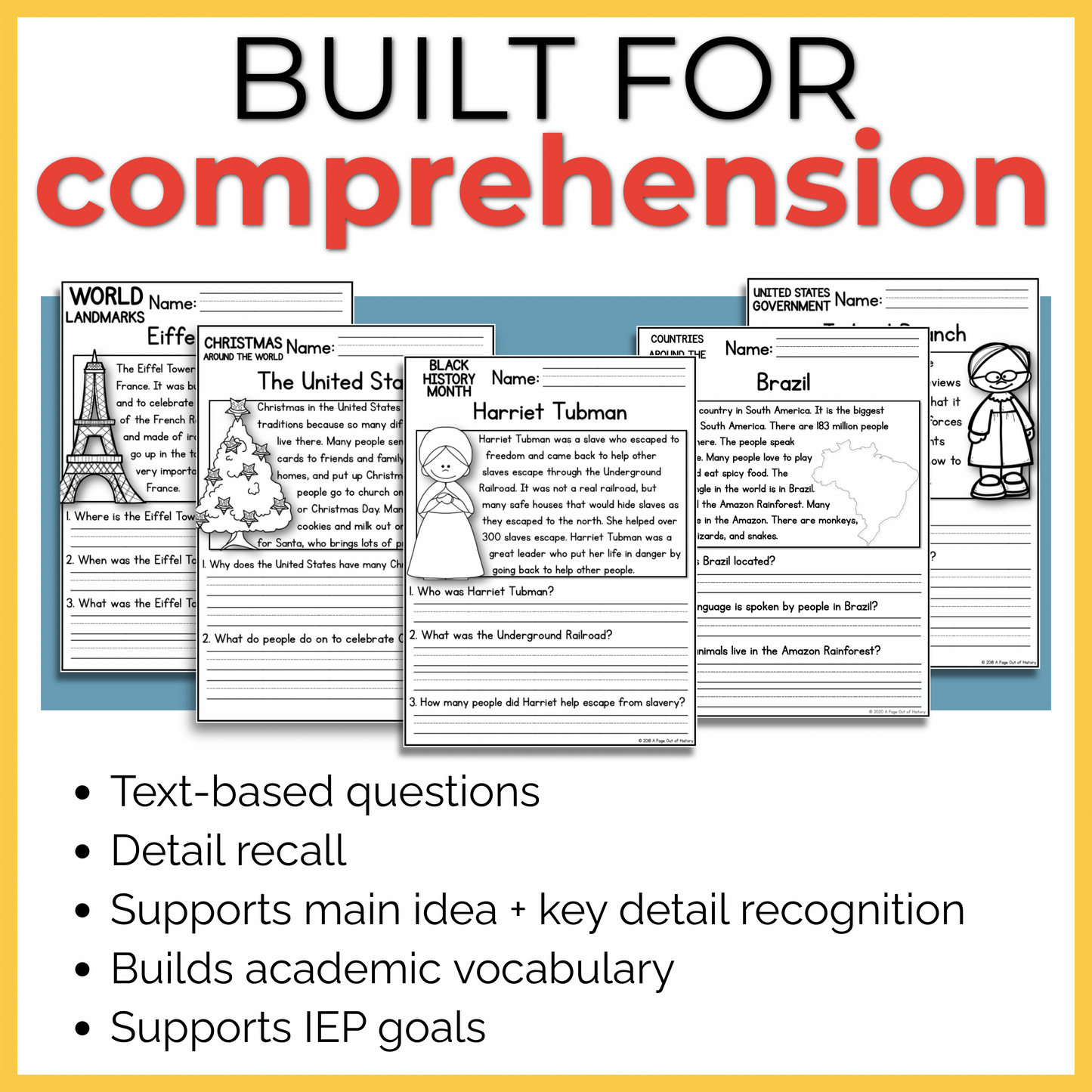 K-2 Summer Reading Review Packet | 240+ Comprehension Passages with Social Studies Questions
