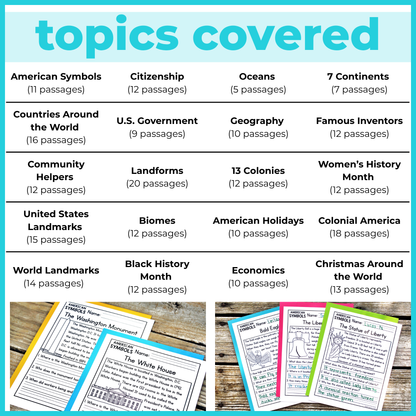 Social Studies Reading Comprehension Passages + Questions