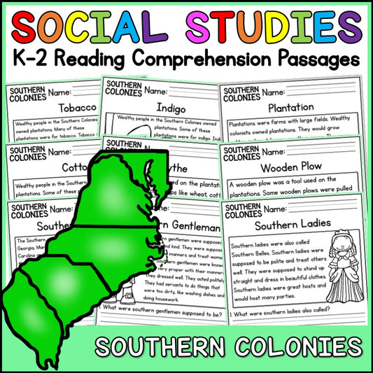 Southern Colonies Reading Comprehension Passages + Questions
