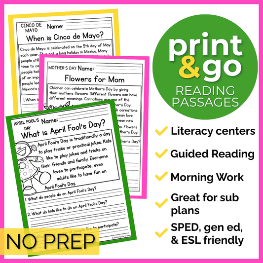 Spring Reading Comprehension Passages +Questions