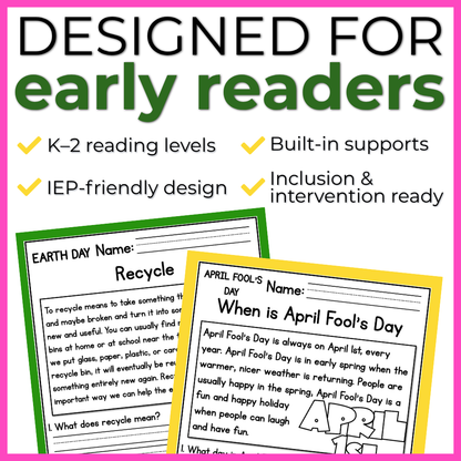 Spring Reading Comprehension Passages +Questions