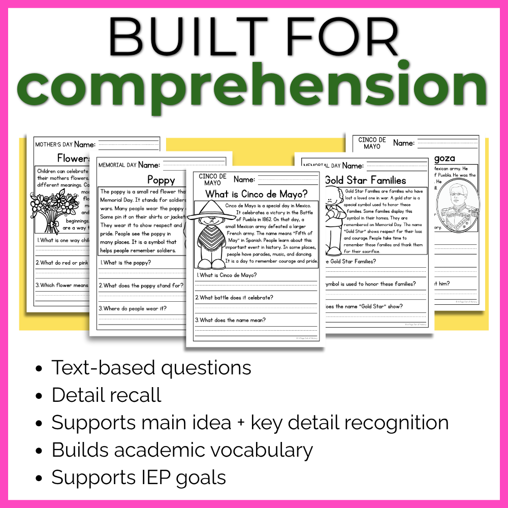 Spring Reading Comprehension Passages +Questions
