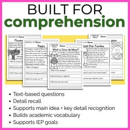 Spring Reading Comprehension Passages +Questions