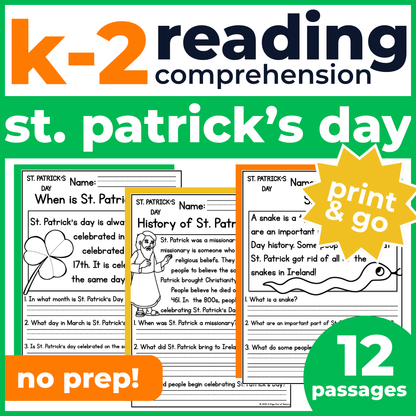 St. Patricks Day Reading Comprehension Passages + Questions