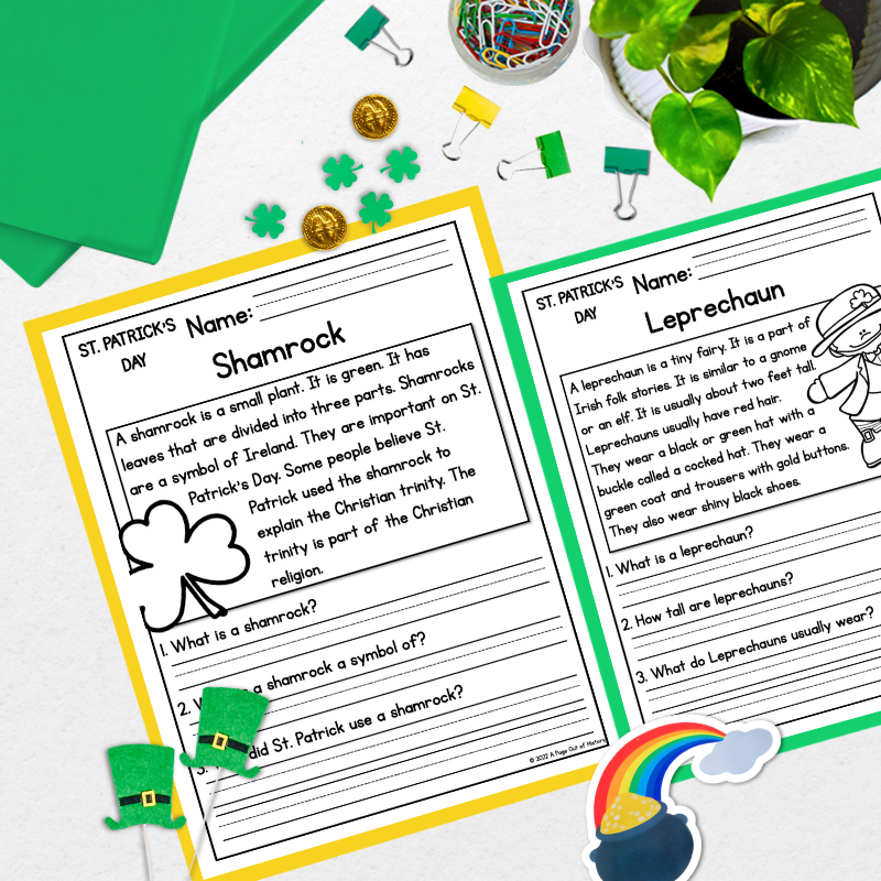 St. Patricks Day Reading Comprehension Passages + Questions