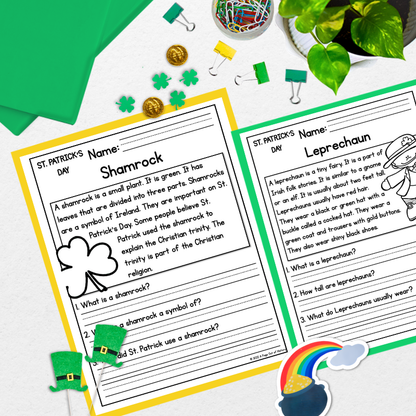 St. Patricks Day Reading Comprehension Passages + Questions