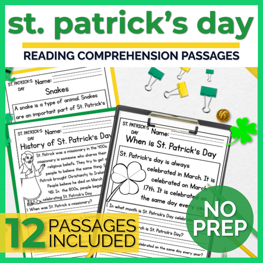 St. Patricks Day Reading Comprehension Passages + Questions