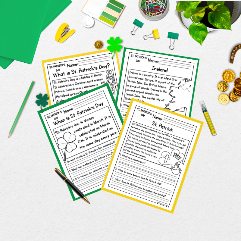 St. Patricks Day Reading Comprehension Passages + Questions
