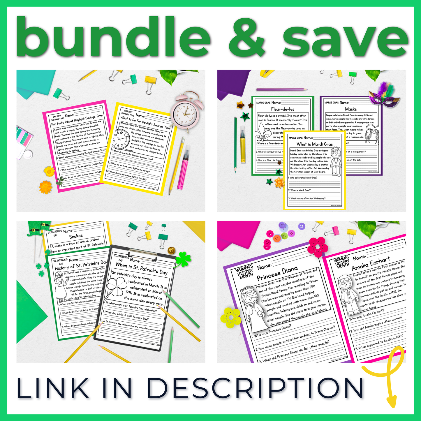 St. Patricks Day Reading Comprehension Passages + Questions