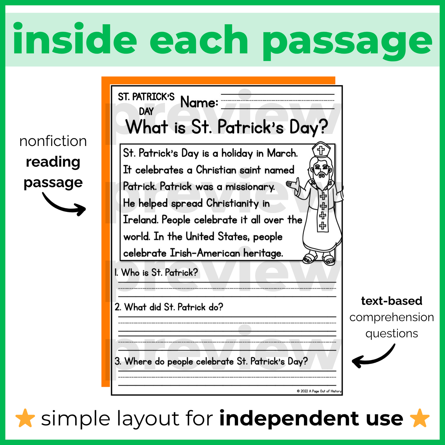 St. Patricks Day Reading Comprehension Passages + Questions