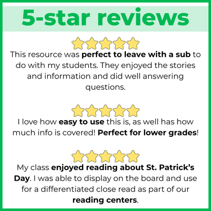 St. Patricks Day Reading Comprehension Passages + Questions