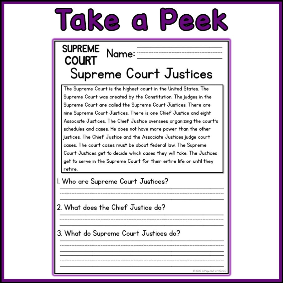 Supreme Court Reading Comprehension Passages + Questions