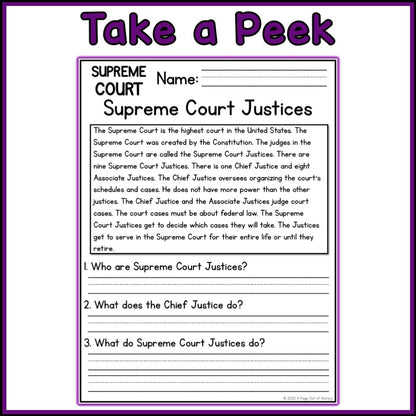 Supreme Court Reading Comprehension Passages + Questions