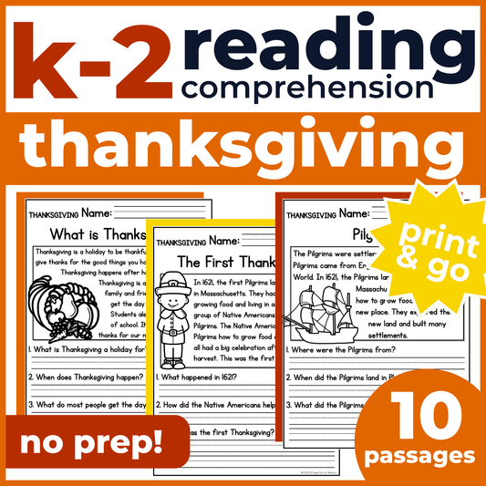 Thanksgiving Holiday Reading Comprehension Passages + Questions