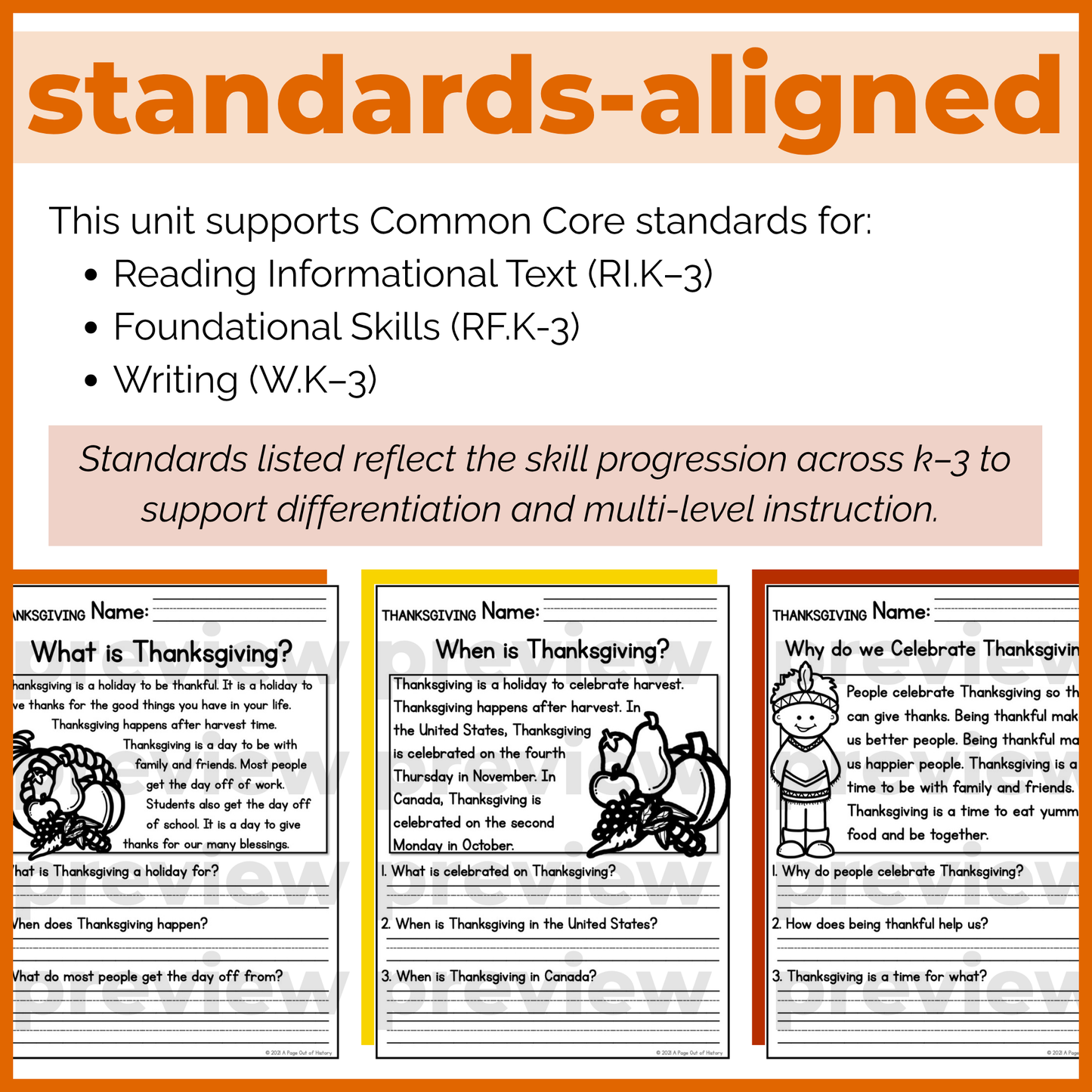 Thanksgiving Holiday Reading Comprehension Passages + Questions