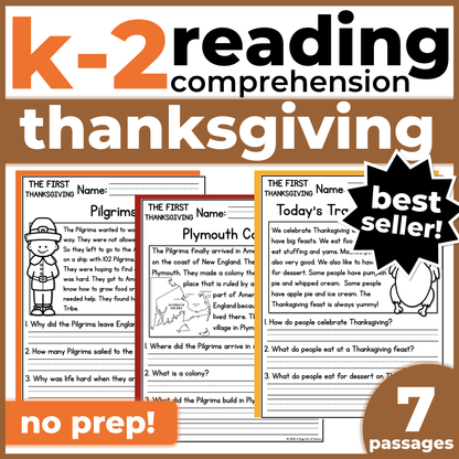Thanksgiving History Reading Comprehension Passages + Questions
