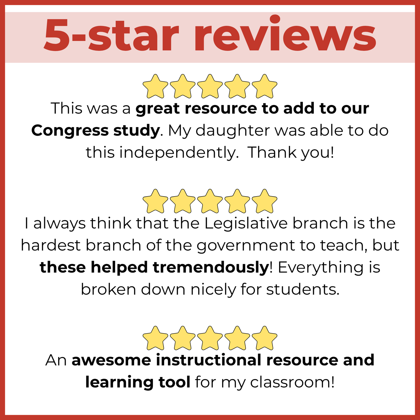 US Congress Reading Comprehension Passages + Questions