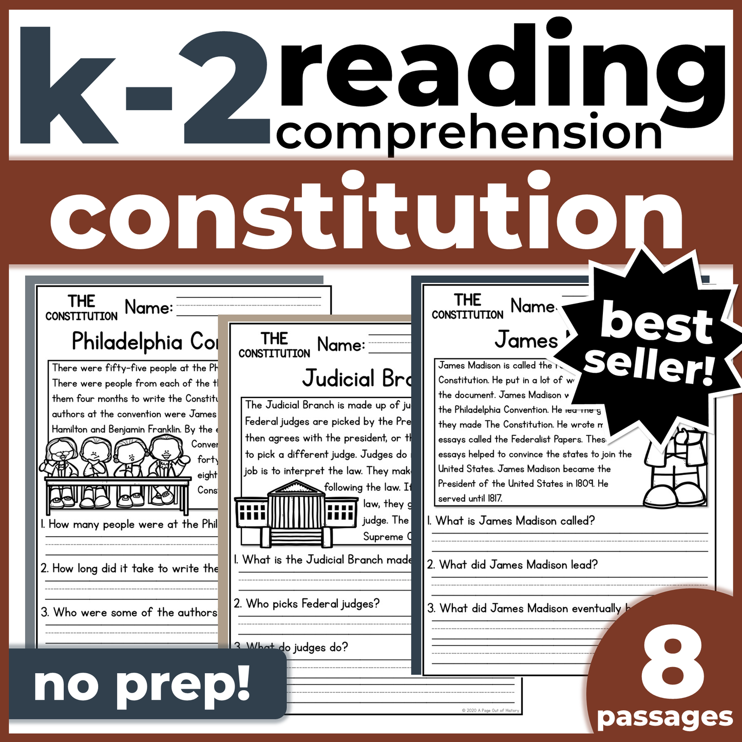 US Constitution Reading Comprehension Passages + Questions