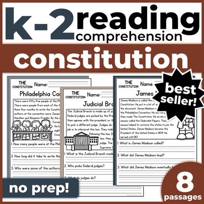 US Constitution Reading Comprehension Passages + Questions