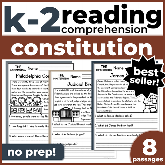 US Constitution Reading Comprehension Passages + Questions