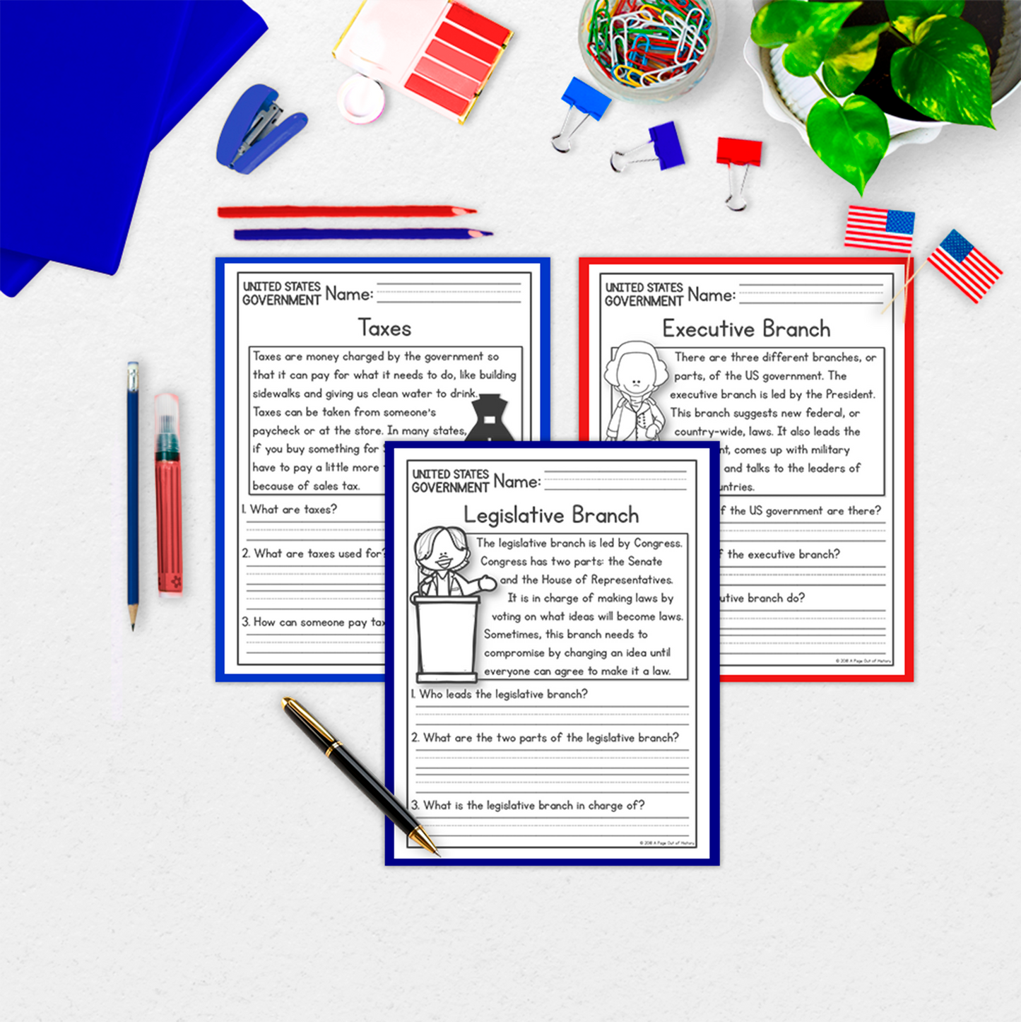 US Government Reading Comprehension Passages + Questions