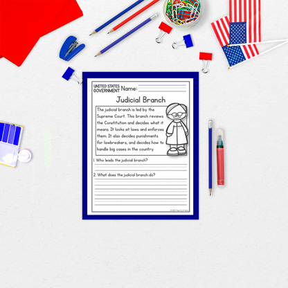 US Government Reading Comprehension Passages + Questions