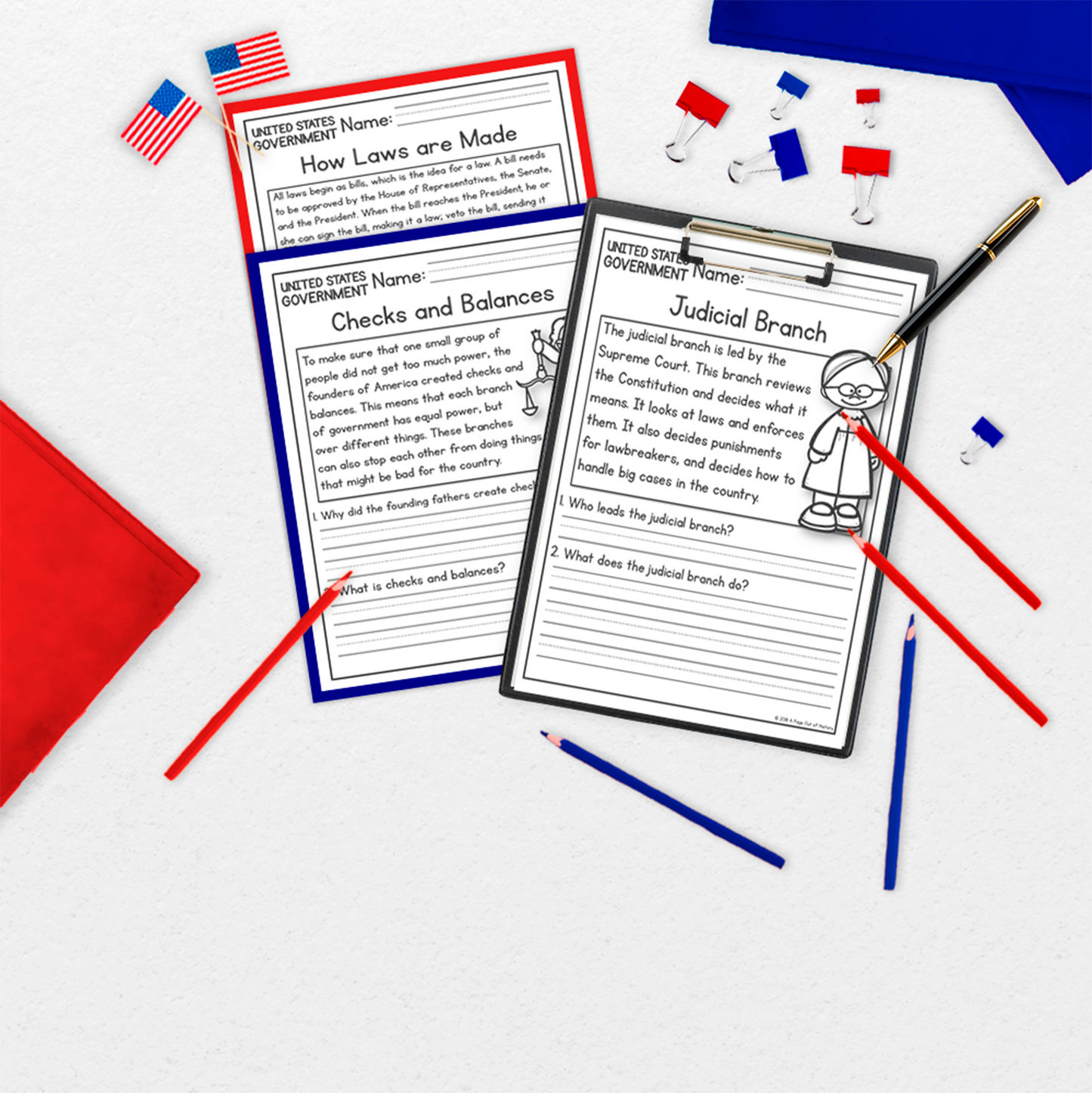 US Government Reading Comprehension Passages + Questions