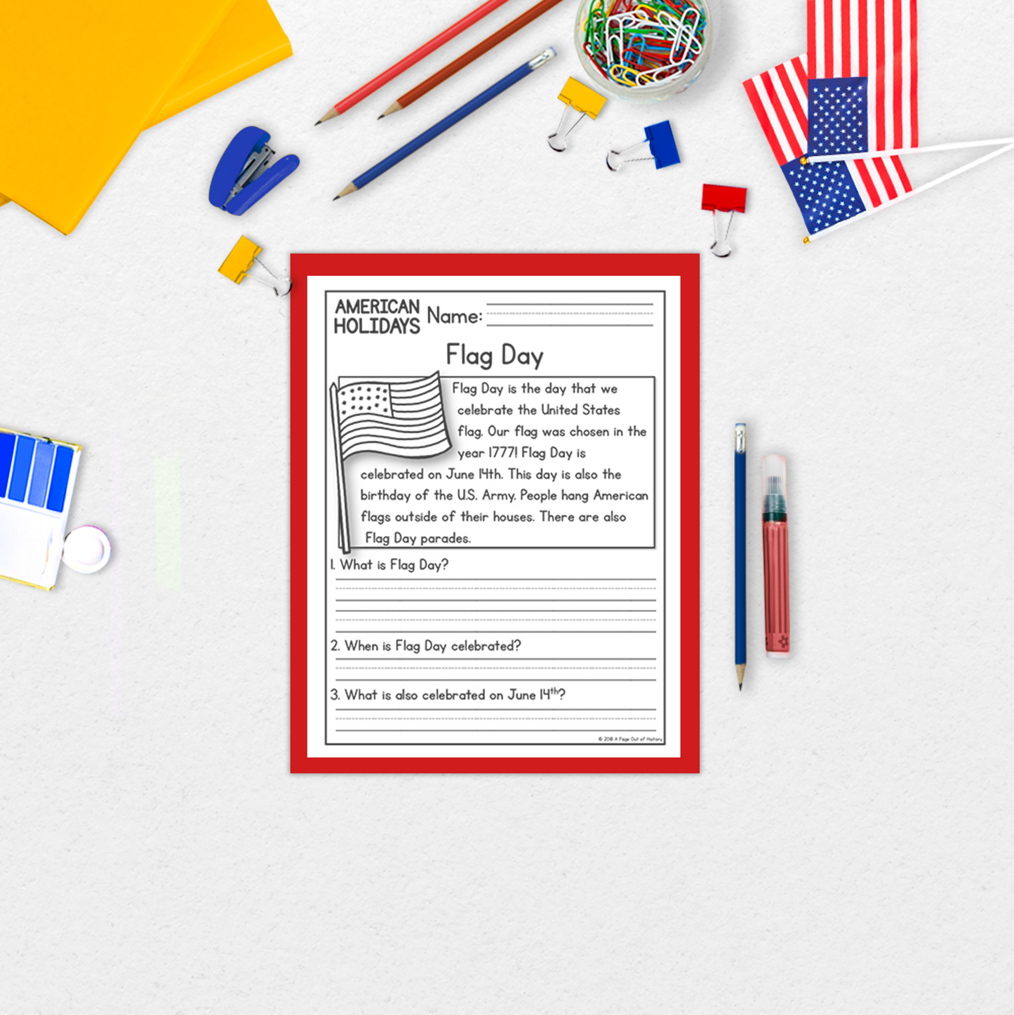 American US Holidays Reading Comprehension Passages + Questions