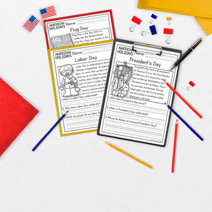 American US Holidays Reading Comprehension Passages + Questions