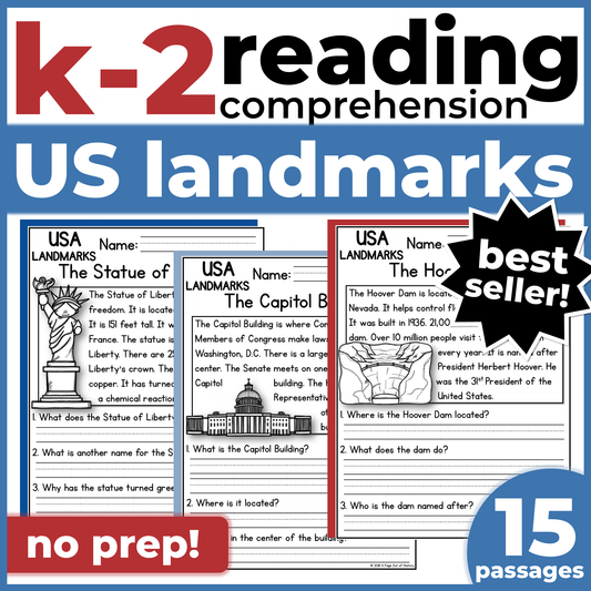 US Landmarks Reading Comprehension Passages + Questions