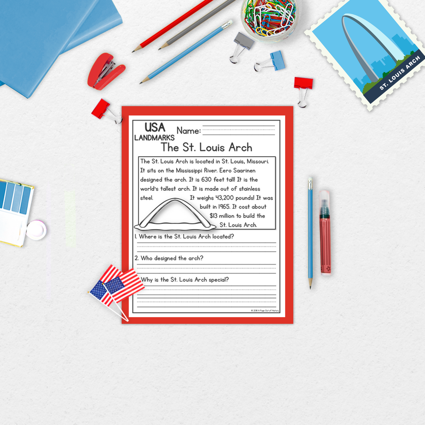 US Landmarks Reading Comprehension Passages + Questions