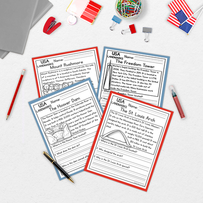 US Landmarks Reading Comprehension Passages + Questions