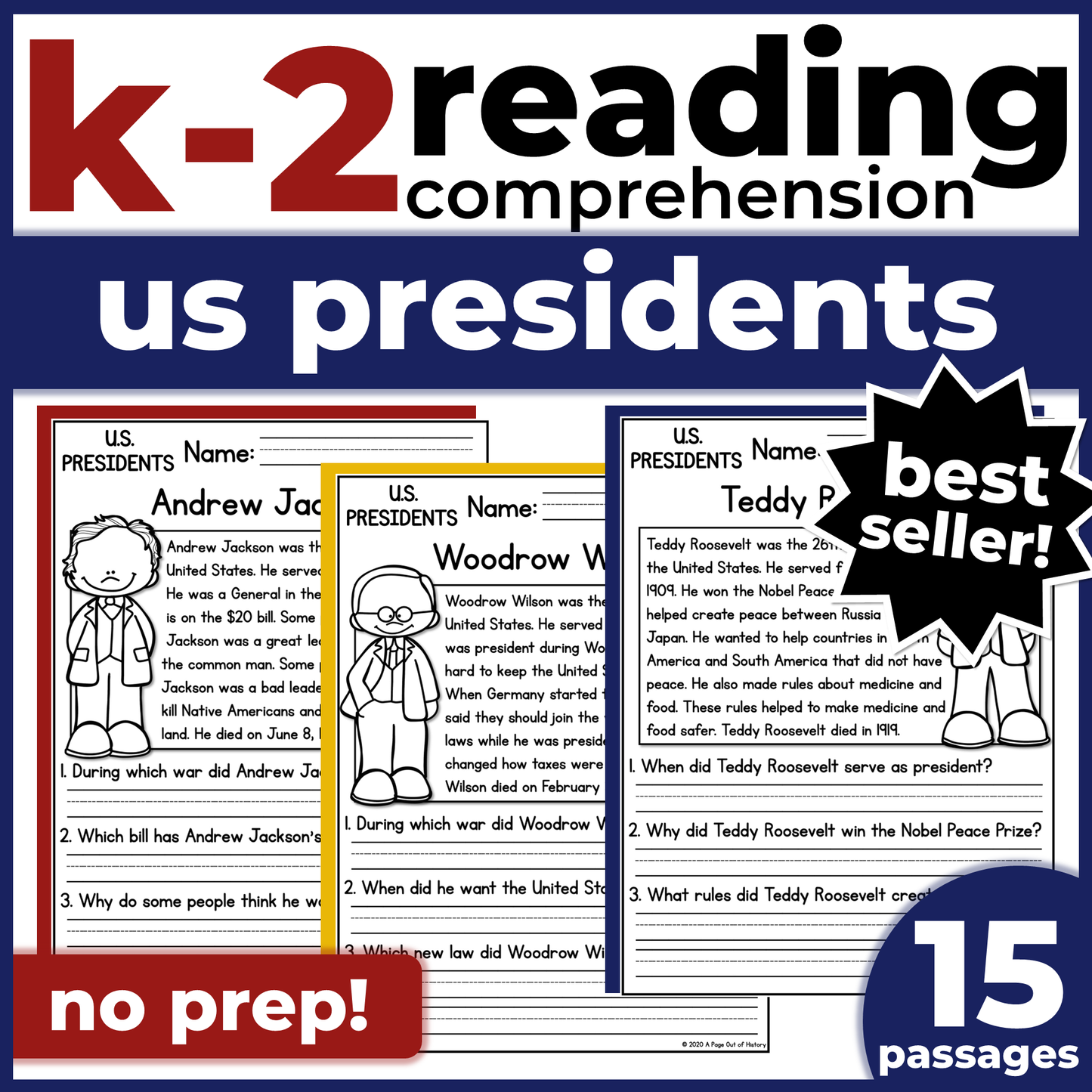 US Presidents Reading Comprehension Passages + Questions